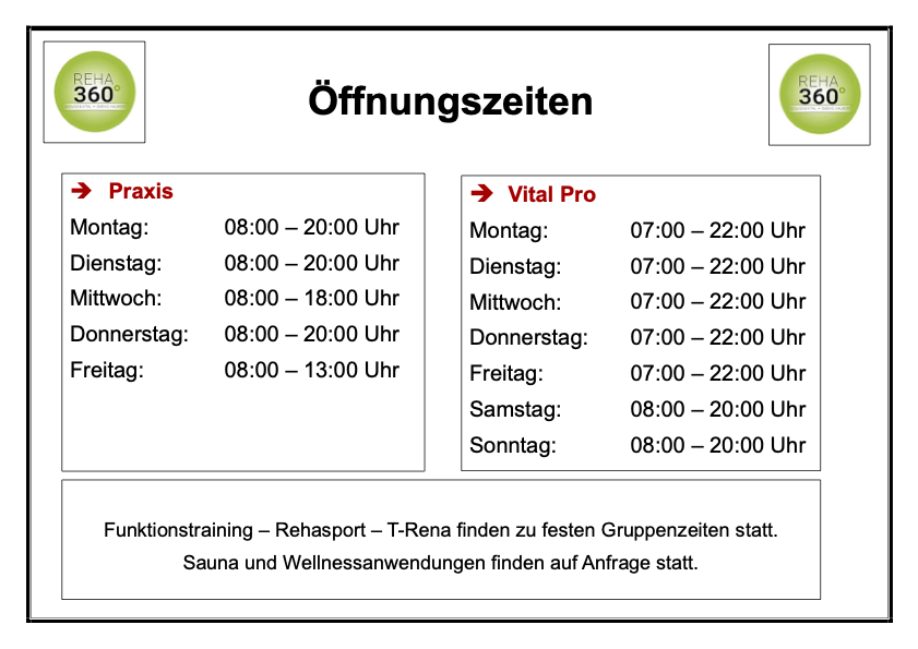 Oeffnungszeiten